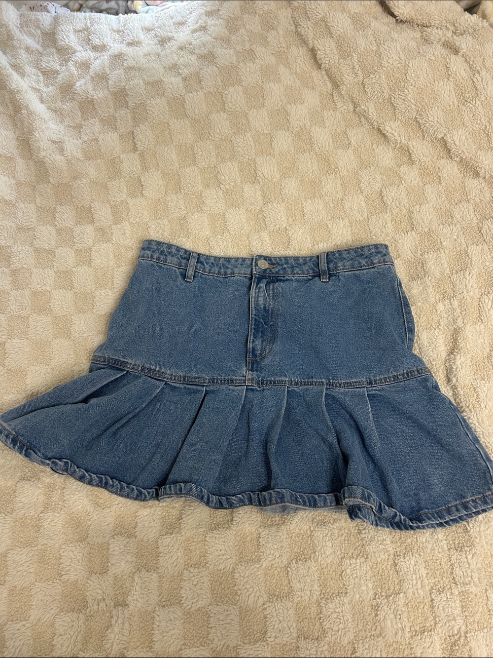Ardene Denim Ruffle Hem Skort in Blue